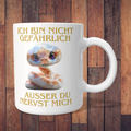 Tasse „Ich bin nicht gefährlich – außer du nervst mich“ mit Schlange – 312 ml