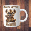 Tasse „Wenn ich nett bin, ist das ein Warnsignal“ mit frecher Hyäne – 312 ml