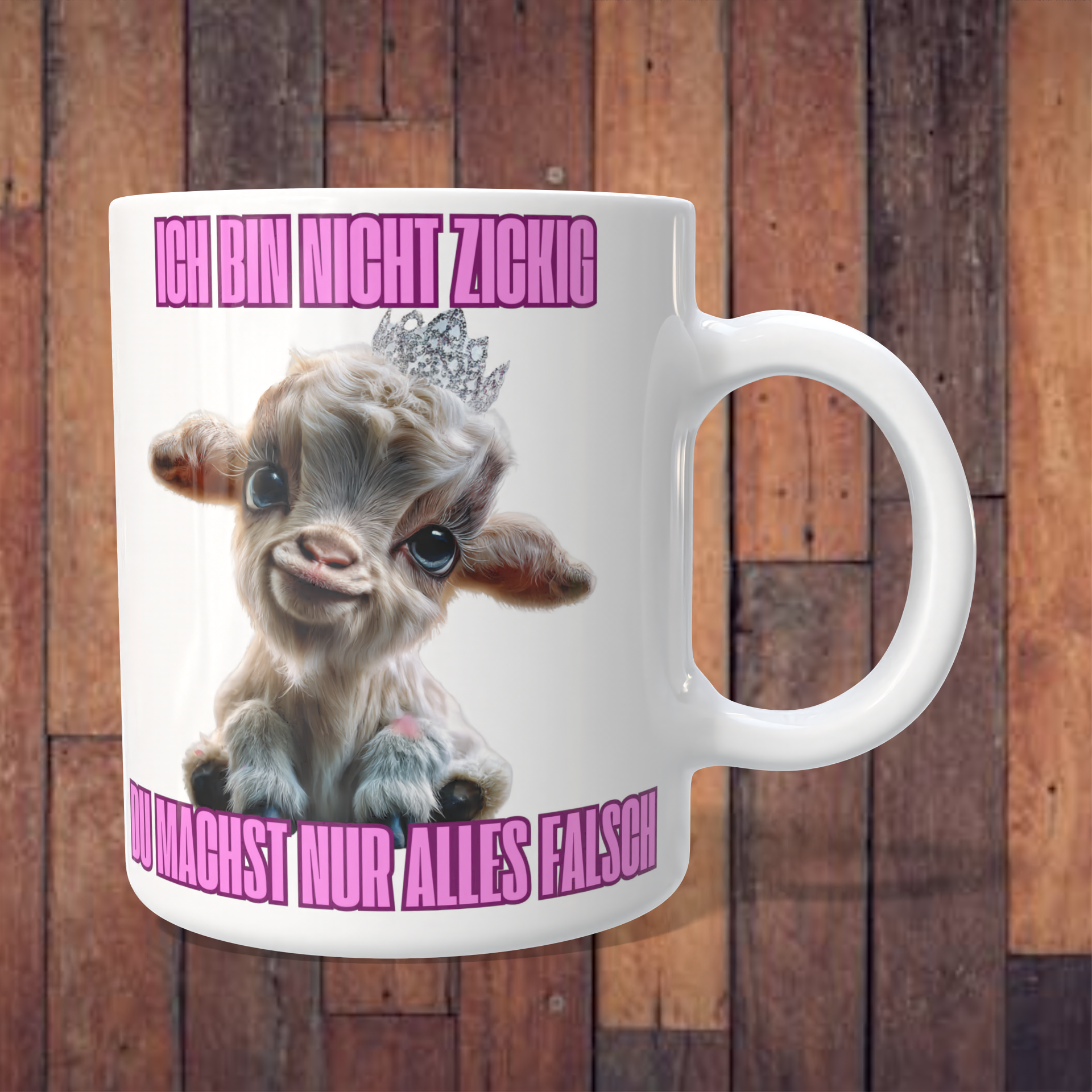 Tasse „Ich bin nicht zickig – du machst nur alles falsch“ mit Ziege – 312 ml