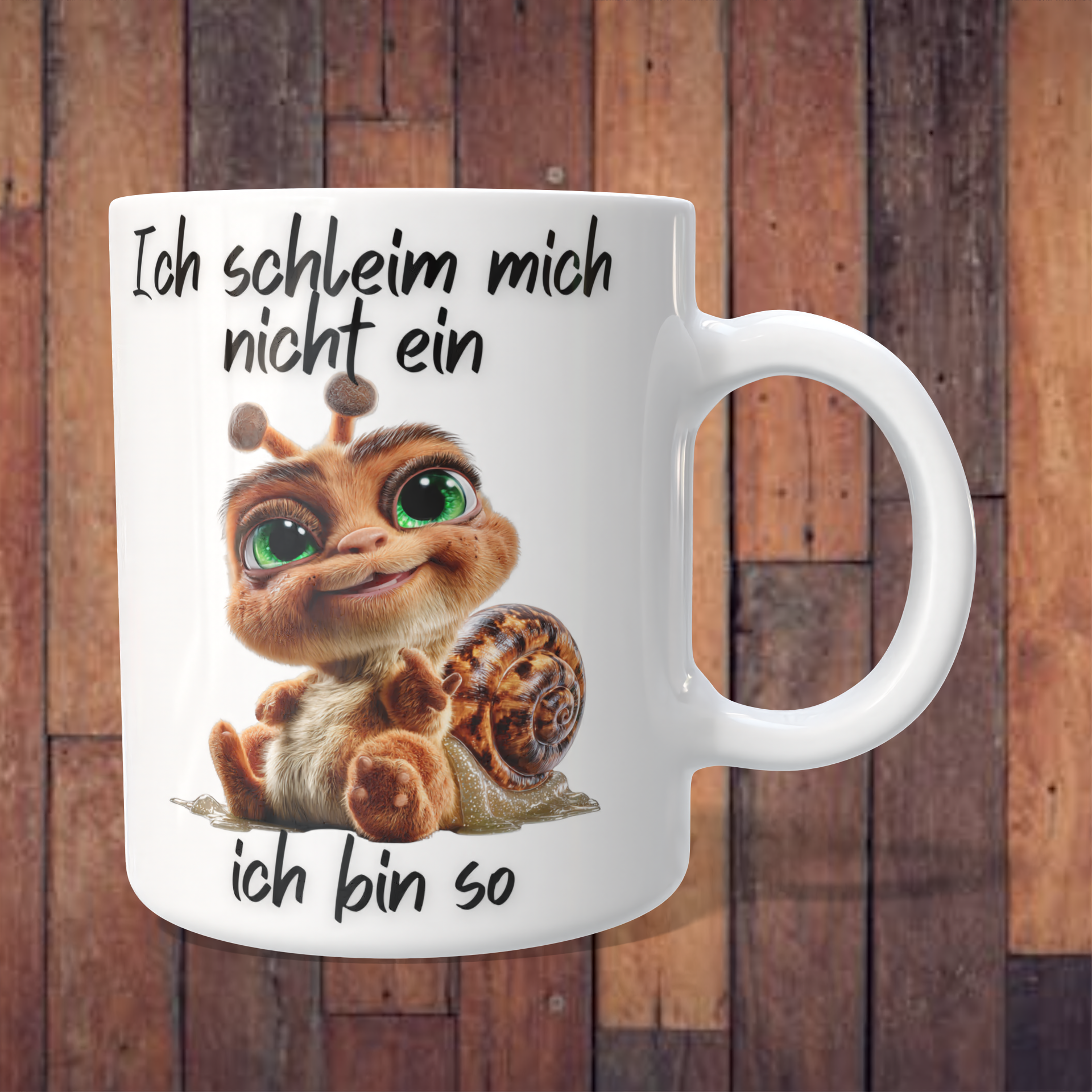 Tasse „Ich schleim mich nicht ein – ich bin so“ mit süßer Schnecke – 312 ml