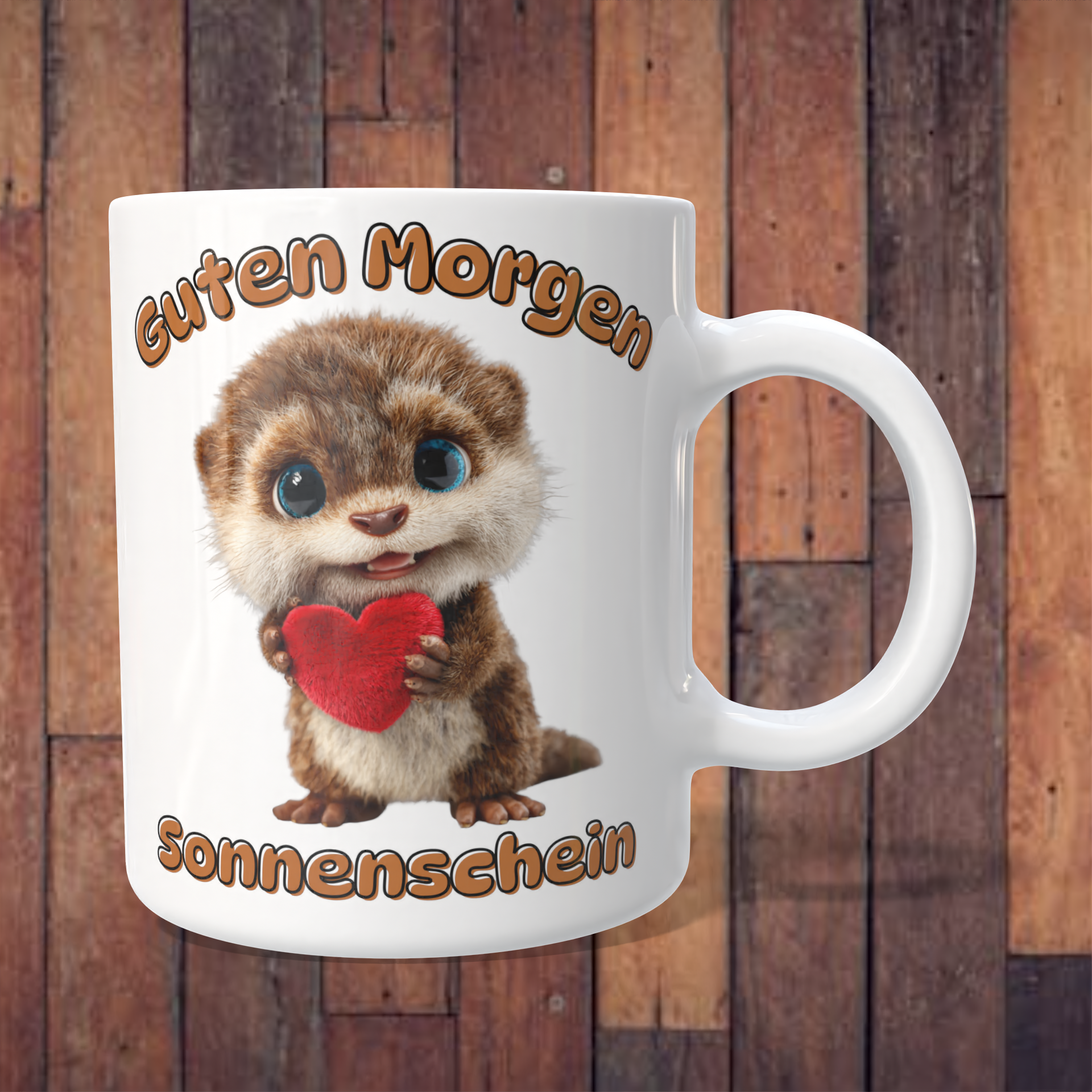 Tasse „Guten Morgen Sonnenschein“ mit Otter und Herz – 312 ml