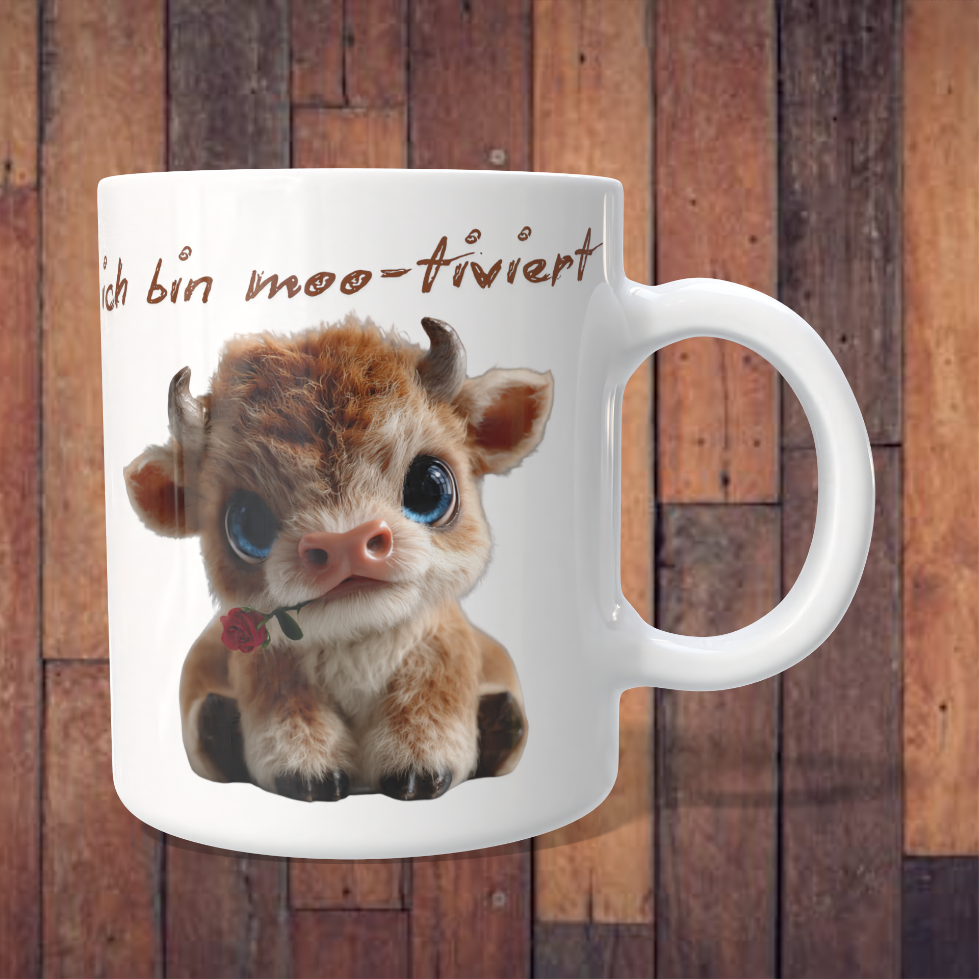 Tasse „Ich bin moo-tiviert“ mit süßem Kuh-Design – 312 ml