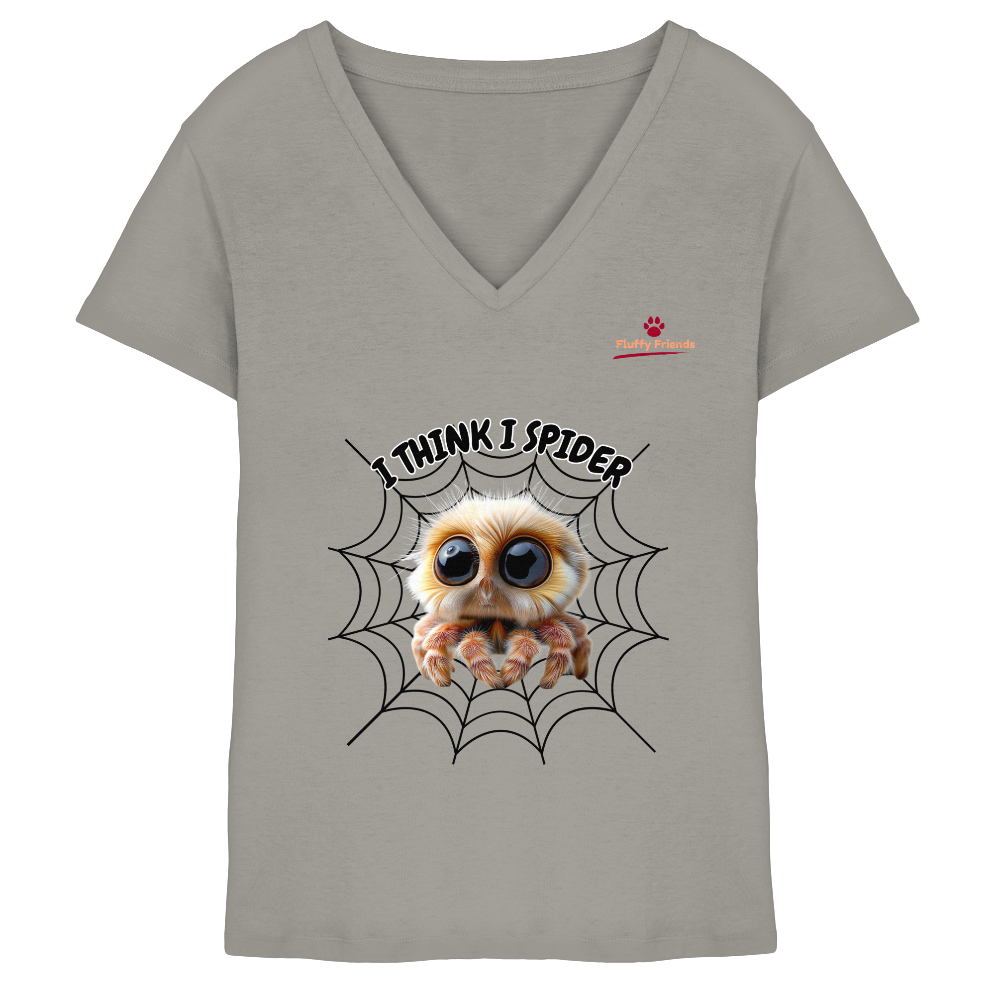 Itzy die Spinne - „I Think I Spider“ - Ladies V-Neck Shirt