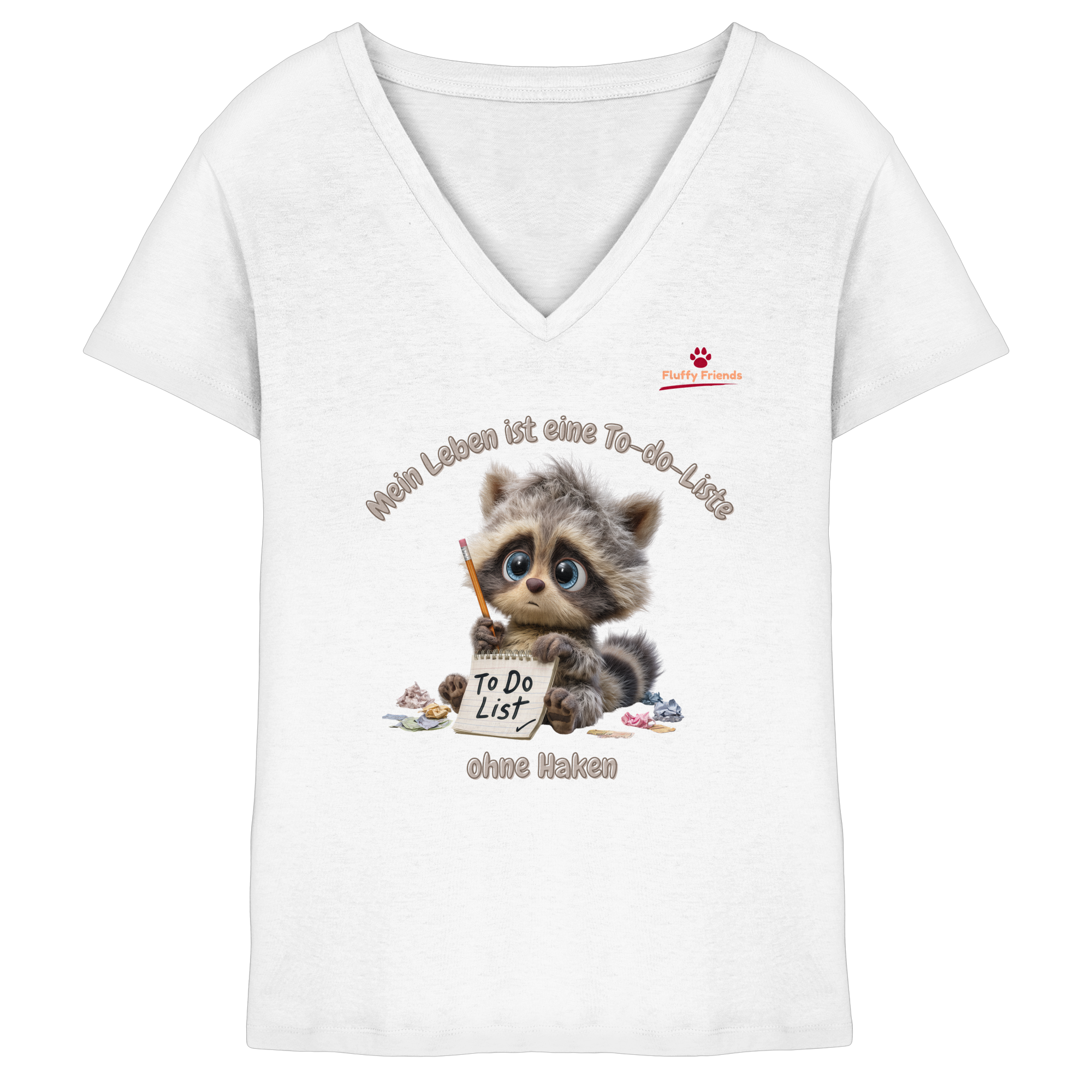 Mein Leben ist eine To-do-Liste - Waschbär - Ladies V-Neck Shirt