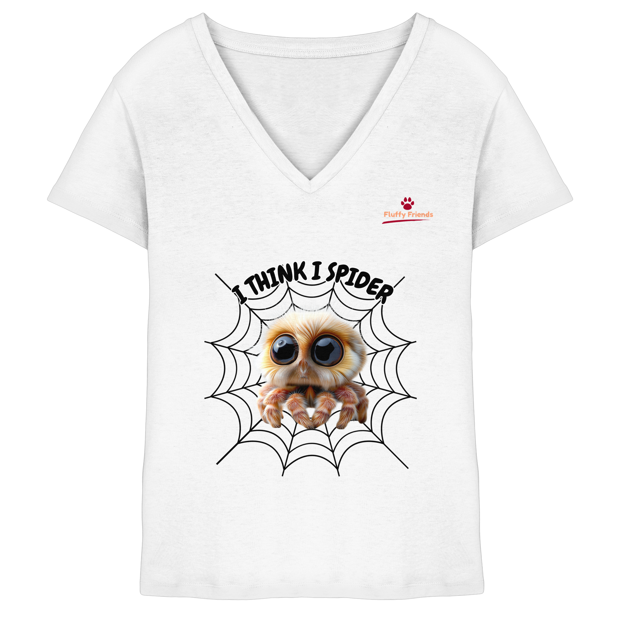 Itzy die Spinne - „I Think I Spider“ - Ladies V-Neck Shirt