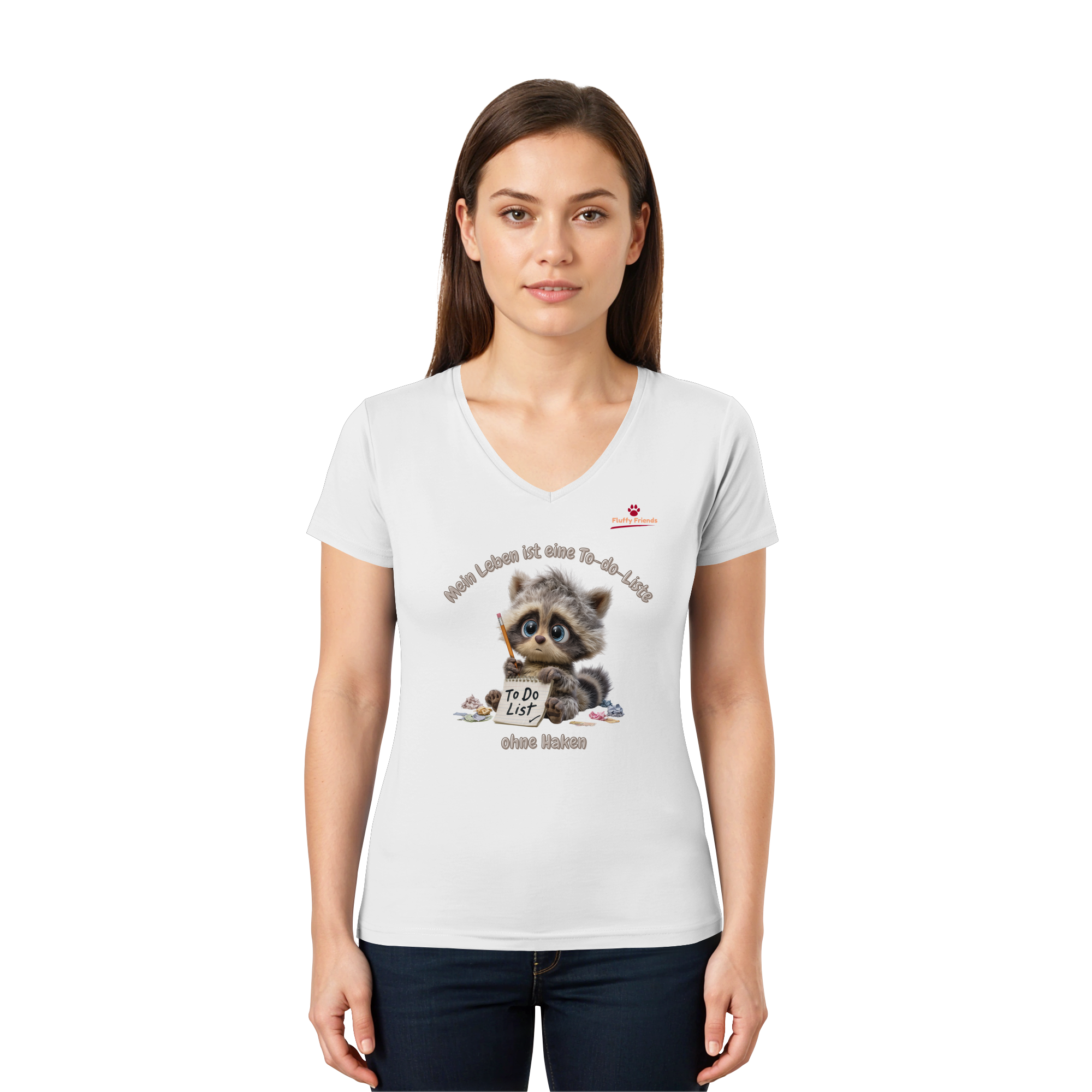 Mein Leben ist eine To-do-Liste - Waschbär - Ladies V-Neck Shirt